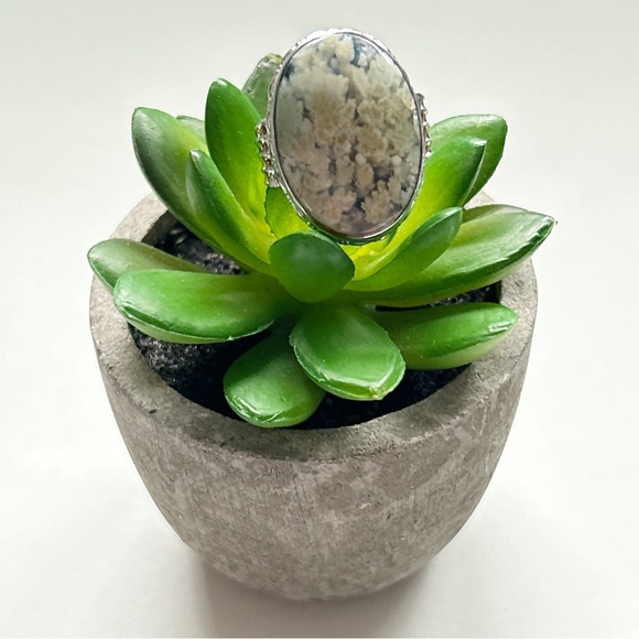 Vintage Moss Agate Sterling Silver Ring - Picture 4 of 12